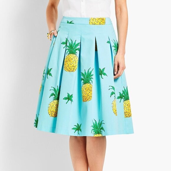 Talbots Pineapple Print Pleated Full Skirt 6P - Picture 1 of 9